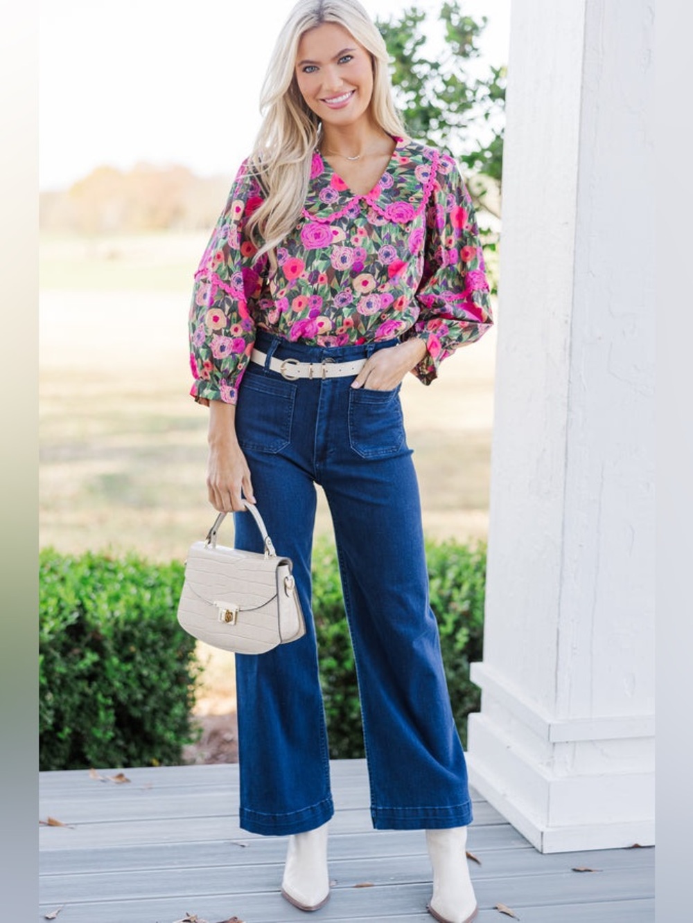 Entro The Right Way Pink Floral Blouse